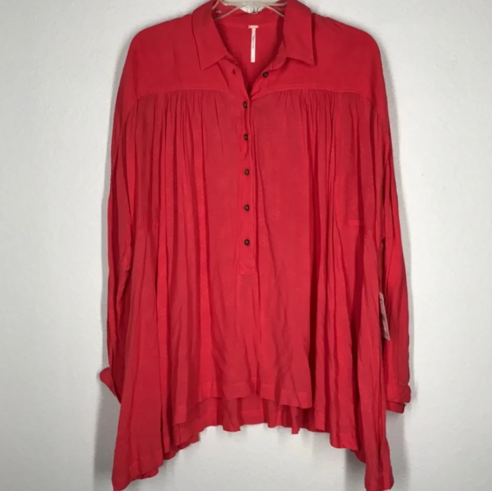 Free People Coral Oversized Draped Tunic Shirt XS